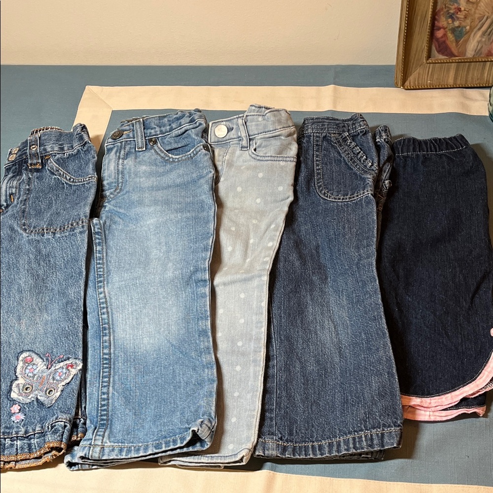 Kids Light Blue Polka Dot & Denim Jeans - Pack
